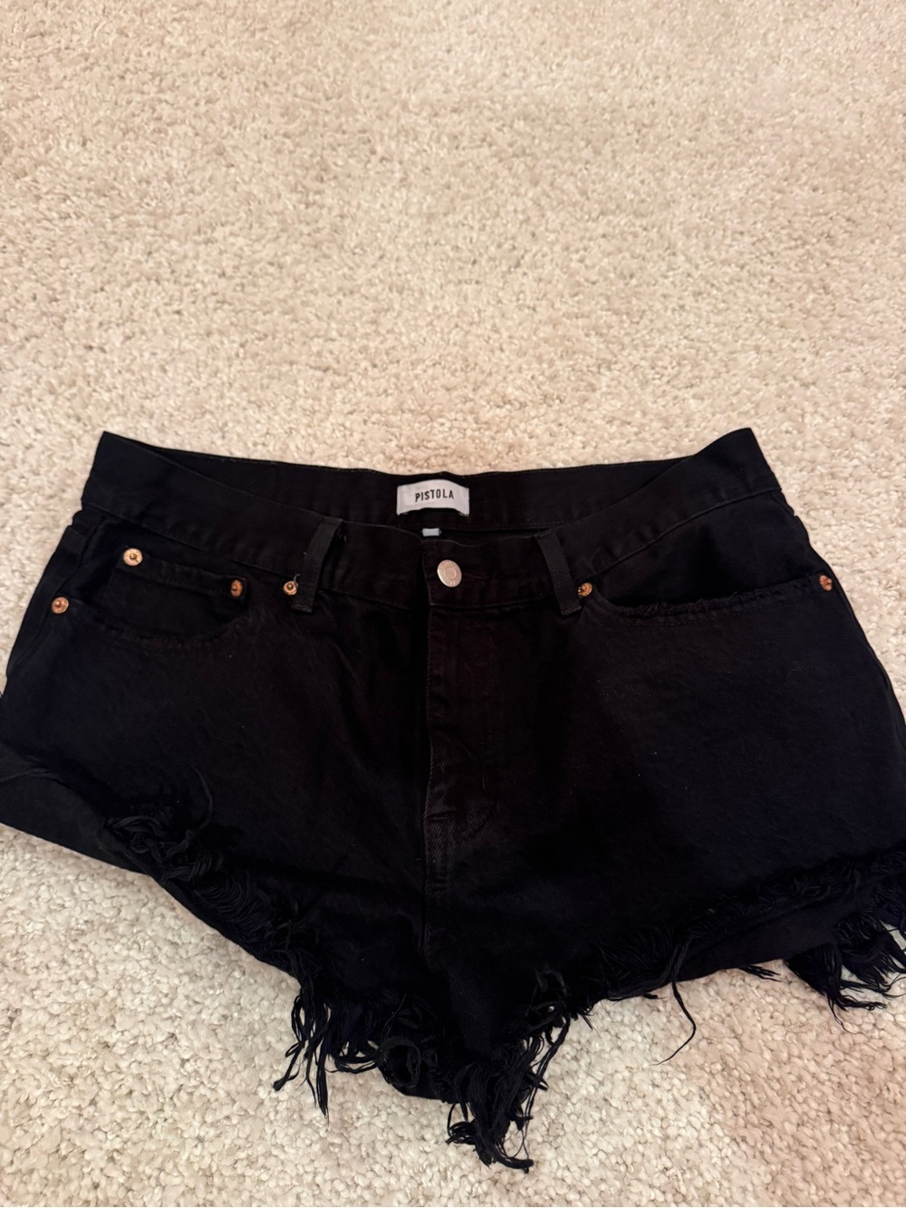 pistola Black Distressed Cutoff Denim Shorts
